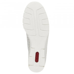 Pantofi dama Rieker 53795-80-Alb casual piele naturala cu talpa joasa alb