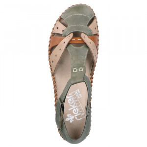 Pantofi dama Rieker M1655-54-Verde casual piele ecologica cu talpa joasa verde