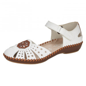 Pantofi dama Rieker M1672-80-Alb casual piele naturala cu talpa joasa alb
