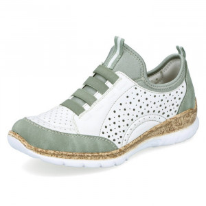 Pantofi dama Rieker N4277-90-Alb casual piele ecologica cu talpa joasa alb
