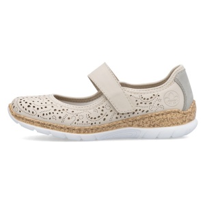 Pantofi dama, Rieker, N4299-60-Bej, casual, piele ecologica, cu talpa joasa, bej