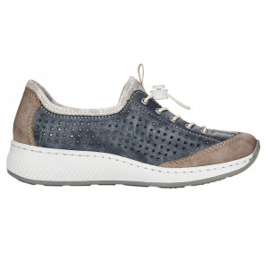 Pantofi dama Rieker N5596-14-Albastru casual piele ecologica cu talpa joasa albastru