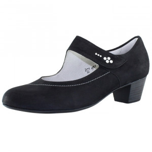 Pantofi dama Waldlaufer 358307-110-086-Hilaria-Negru elegant piele intoarsa cu toc negru