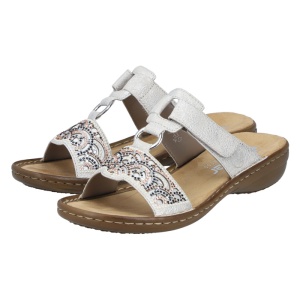 Papuci dama Rieker 608K2-40-Argintiu casual piele ecologica cu talpa joasa argintiu