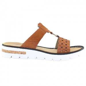 Papuci dama Rieker 610K7-22-Maro casual piele ecologica cu talpa joasa maro