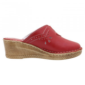 Saboti dama Nicolis 173367-Rosu casual piele naturala cu platforma rosu