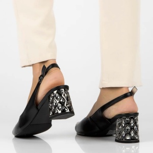 Sandale dama Filippo DS6181-24-BK-Negru elegant piele naturala cu toc negru