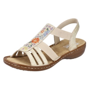 Sandale dama Rieker 60808-60-Bej casual sintetic cu talpa joasa bej