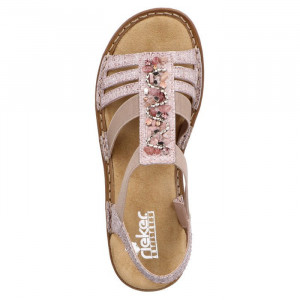 Sandale dama Rieker 60818-31-Roz casual sintetic cu talpa joasa roz