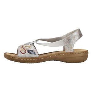 Sandale dama, Rieker, 608B4-90-Gri, casual, piele ecologica, cu talpa joasa, gri