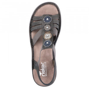 Sandale dama Rieker 608G9-45-Gri casual piele ecologica cu talpa joasa gri