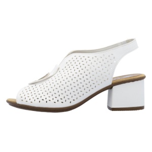 Sandale dama, Rieker, 64656-80-Alb, casual, piele ecologica, cu toc, alb