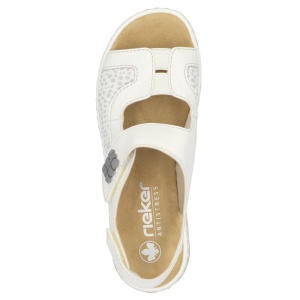 Sandale dama Rieker 65989-82-Alb casual piele ecologica cu talpa joasa alb