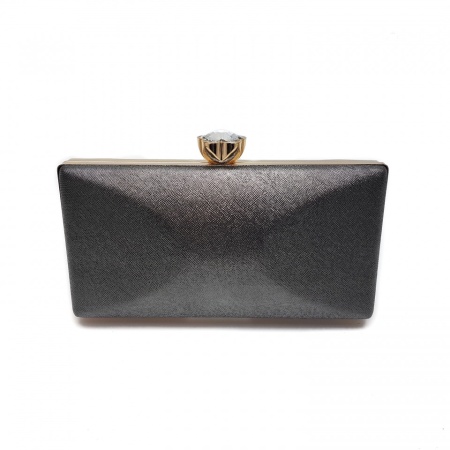 Clutch elegant cu inchidere tip floare, Tia accesorii, gri/metalic - Img 2