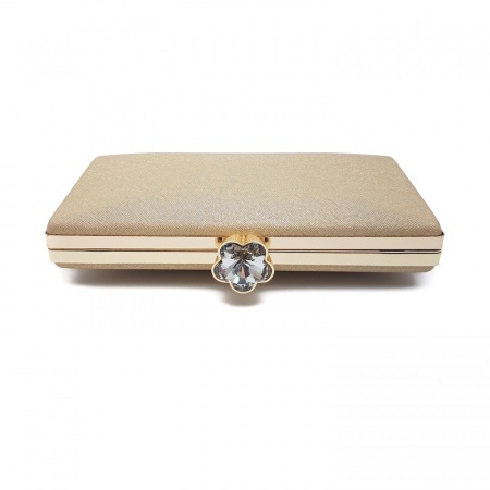 Clutch elegant, Tia accesorii, cu inchidere tip floare, auriu/sampanie - Img 2