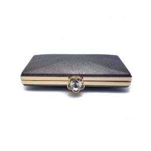 Clutch elegant cu inchidere tip floare, Tia accesorii, gri/metalic - Img 3