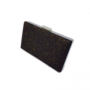 Clutch dreptunghiular cu insertii lurex, Tia accesorii, negru/auriu