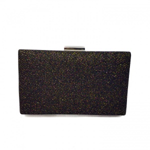 Clutch dreptunghiular cu insertii lurex, Tia accesorii, negru/auriu - Img 3