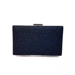 Clutch dreptunghiular cu insertii lurex, Tia accesorii, negru/turcoaz - Img 3