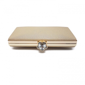 Clutch elegant, Tia accesorii, cu inchidere tip floare, auriu - Img 2