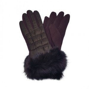 Manusi dama, cu aplicatie de fas si blana naturala, Tia Accesorii, marime universala, maro
