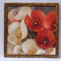 Tablou cu flori "Rosii si albe'' inramat