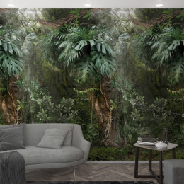 Tapet Marburg decorativ, tip panel, tropical, verde, living, hol, baie