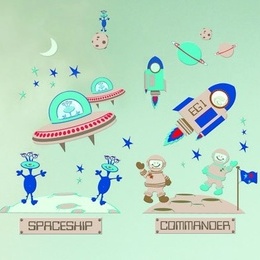 Sticker decorativ pentru copii " Nave spatiale''