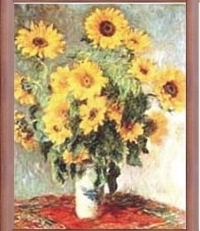 Poster Monet "Buchet floarea soarelui", rama maro