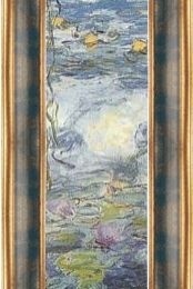 Poster Monet "Nuferi-fragment" rama albastra-aurie patinata