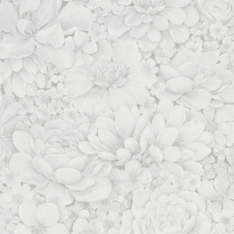 Tapet floral, extralavabil, alb, argintiu, dormitor