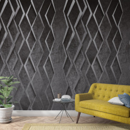 Tapet Marburg decorativ, tip panel, geometric, gri, negru, living, birou, hol