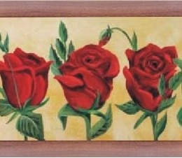 Tablou "5 trandafiri rosii" rama maro