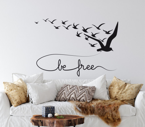 Be free..- sticker decorativ Negru 90cm x 60cm