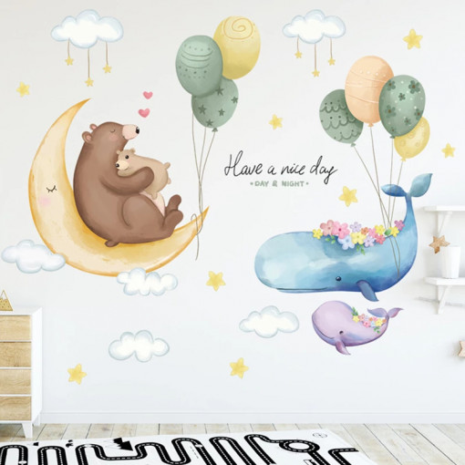 Sticker perete copii Ursul printre nori