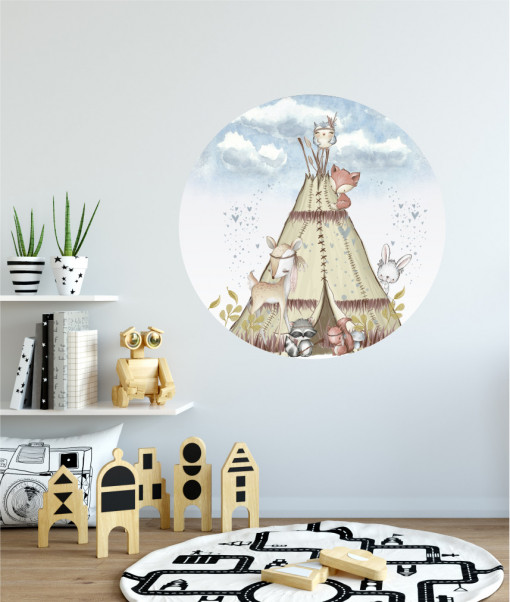 Casuta cu animalute- sticker decorativ 100cm