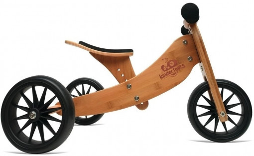 Tiny Tot Bamboo, 2 in 1 bicicleta / tricicleta de echilibru culoare bambus, fara pedeale pentru copii