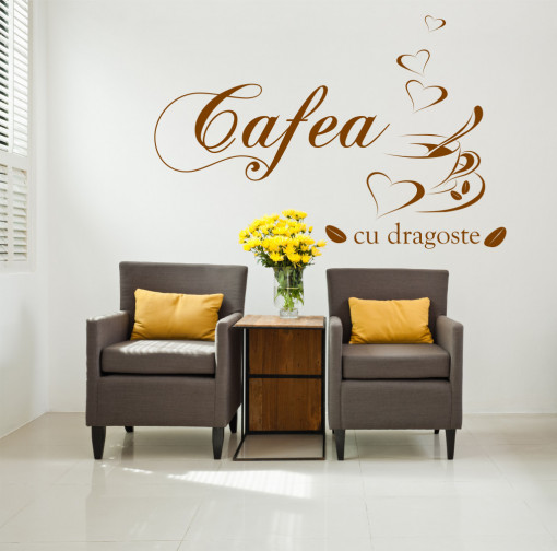 Cafea cu dragoste - sticker decorativ