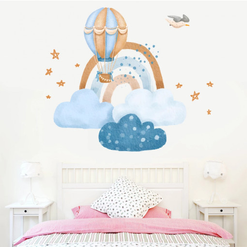 Sticker perete copii - Decor cu balon si nori