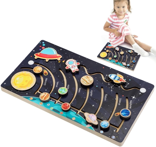Puzzle educativ 3D, Labirint, Sistemul Solar, 3 ani +
