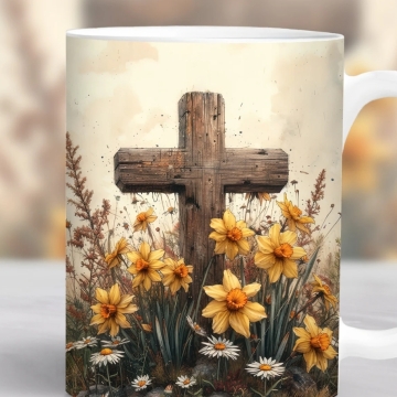 Cana Religioasa Florala cu Cruce Crestina