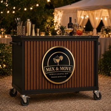 Decor acrilic rotund pentru bar mobil