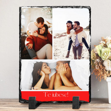 Tablou ardezie personalizat cu 3 poze
