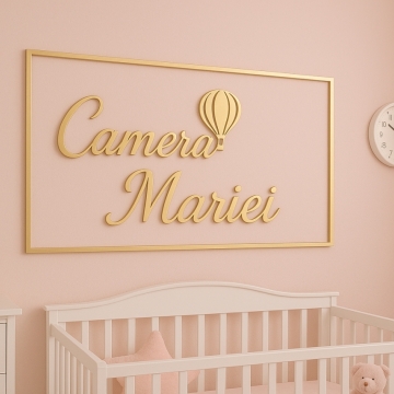 Panou acrilic personalizabil auriu - Camera copilului 60x30cm