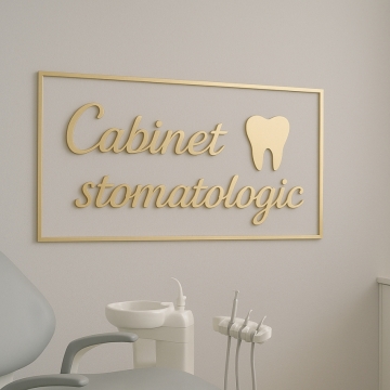 Panou acrilic personalizabil auriu - Cabinet stomatologic 60x30cm