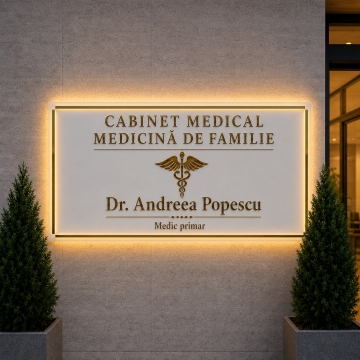 Decor acrilic iluminat - Cabinet medical de familie (exterior)