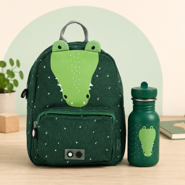 Ghiozdan pentru gradinita - Domnul Crocodil (cadou sticla de apa asortata 350 ml)