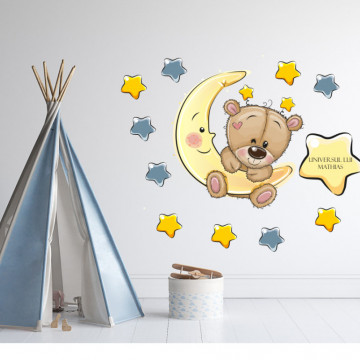 Sticker perete copii - Ursulet cu nume personalizat