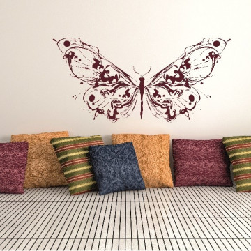 Sticker perete fluture pastel rosu inchis