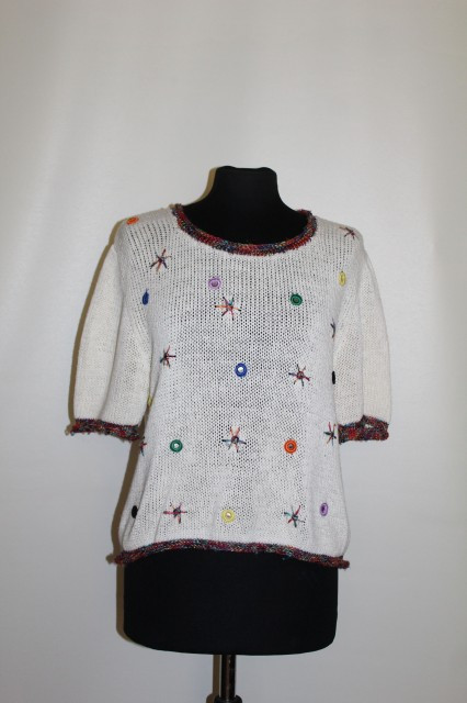 Bluza aplicatii oglinda si broderie colorata anii '80